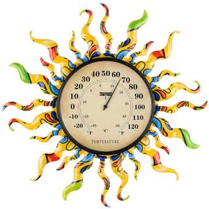 pealstar Large Outdoor Thermometer Waterproof Wall Thermometer Decorative Metal Sun Outdoor Thermometers for Patio Garden Yard Living Room Decor