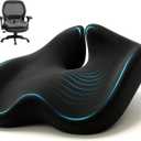 SitCushion Ergonomic Seat Cushion for Sciatica & Tailbone Pain Relief – Extra Large Memory Foam Office Chair Cushion for Long Sitting, Orthopedic Coccyx Cushion for Desk Chair, Car & Wheelchair(Black)