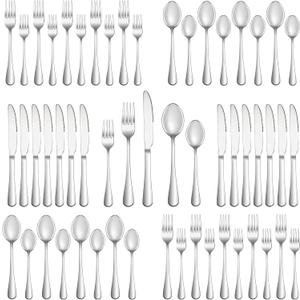 40 Piece Silverware Set Service for 8,Premium Stainless Steel Flatware Set,Mirror Polished Cutlery Utensil Set,Durable Home Kitchen Eating Tableware Set,Include Fork Knife Spoon Set,Dishwasher Safe