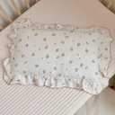 BuLuTu Cotton Muslin Kids Toddler Pillowcase with Ruffles, Chic Shabby Floral Pillow Cases, Girls Pillow Covers Kids Pillow, Envelope Closure, Primrose Pattern, 1 Pack, 
Toddler (14"x20")