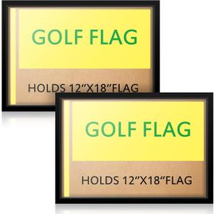 Marsui 2 Pieces Golf Flag Display Frames for 12'' x 18'' Golf Flag Compact Black Photo Frame, Flags Not Included, Frame Size 13.7 x 19.7 Inch
