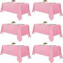 Fitable Pink Rectangle Tablecloths for 6 Foot Tables, 6 Pack - 70 x 108 Inches - Stain Resistant and Washable Table Clothes, Polyester Fabric Table Covers for Wedding, Party, Banquet, Buffect