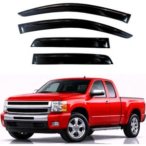 KPY Rain Guards for 2007-2013 Chevrolet Silverado/GMC Sierra 1500 Extended Cab, Out-Channel Window Visor Vent Deflector, Truck Accessories 2007-2014 Chevy Silverado/Sierra 2500HD 3500HD (Extended Cab)
