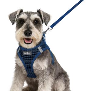 Eagloo Small Dog Harness and Leash Set, Step in Puppy Vest with Breathable Soft Mesh, Walking Reflective Pet Harness for Small Dogs, Navy Blue, S (S(Chest:15.1"-16.5"))