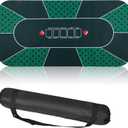 Kinlop Poker Mat Table Top with Storage Bag Portable Rubber Poker Table Cover Folding Texas for 5-10 Players Layout Blackjack Game Nights (Green)