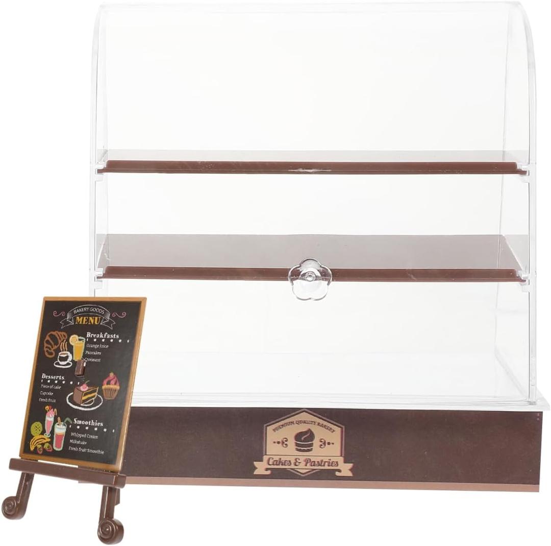 Miniature Bakery Display: 1:12 Scale Cake Cabinet Mini Food Display Case Mini Dessert Display Case for Dollhouse Bakery Kitchen