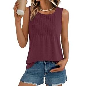 AUTOMET Womens Loose Fit Casual Flowy Tank Tops Trendy Sleeveless Summer Tops Clothing Outfits 2025 Wine XL