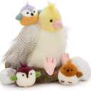 Muiteiur 7 Piece Bird Stuffed Animals, 14 in Parrot Plush Set with Nest, Cute Plush Bird Nest for Kids,Girls,Boys