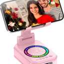 Gifts for Men Women, Cell Phone Stand with Wireless Bluetooth Speaker, Colorful LED Lights, Anti-Slip Base HD Surround Sound, Rechargeable (3000mAh), Gift for Teens, Men, Women for Christmas Pink