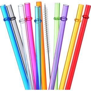ALINK 10.5 in Long Reusable Plastic Straws with Brush, Tritan Hard Plastic Tumbler Straws, 10 Rainbow Colored Replacement Straw for 16 OZ 20 OZ 30 OZ Stanley, YETI, Starbucks Tumblers, Mason Jars