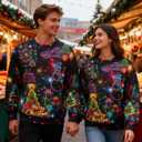 Idgreatim Unisex Ugly Christmas Crewneck Sweatshirt Novelty 3D Graphic Long Sleeve Sweater Shirt (Christmas Tree Snowman)