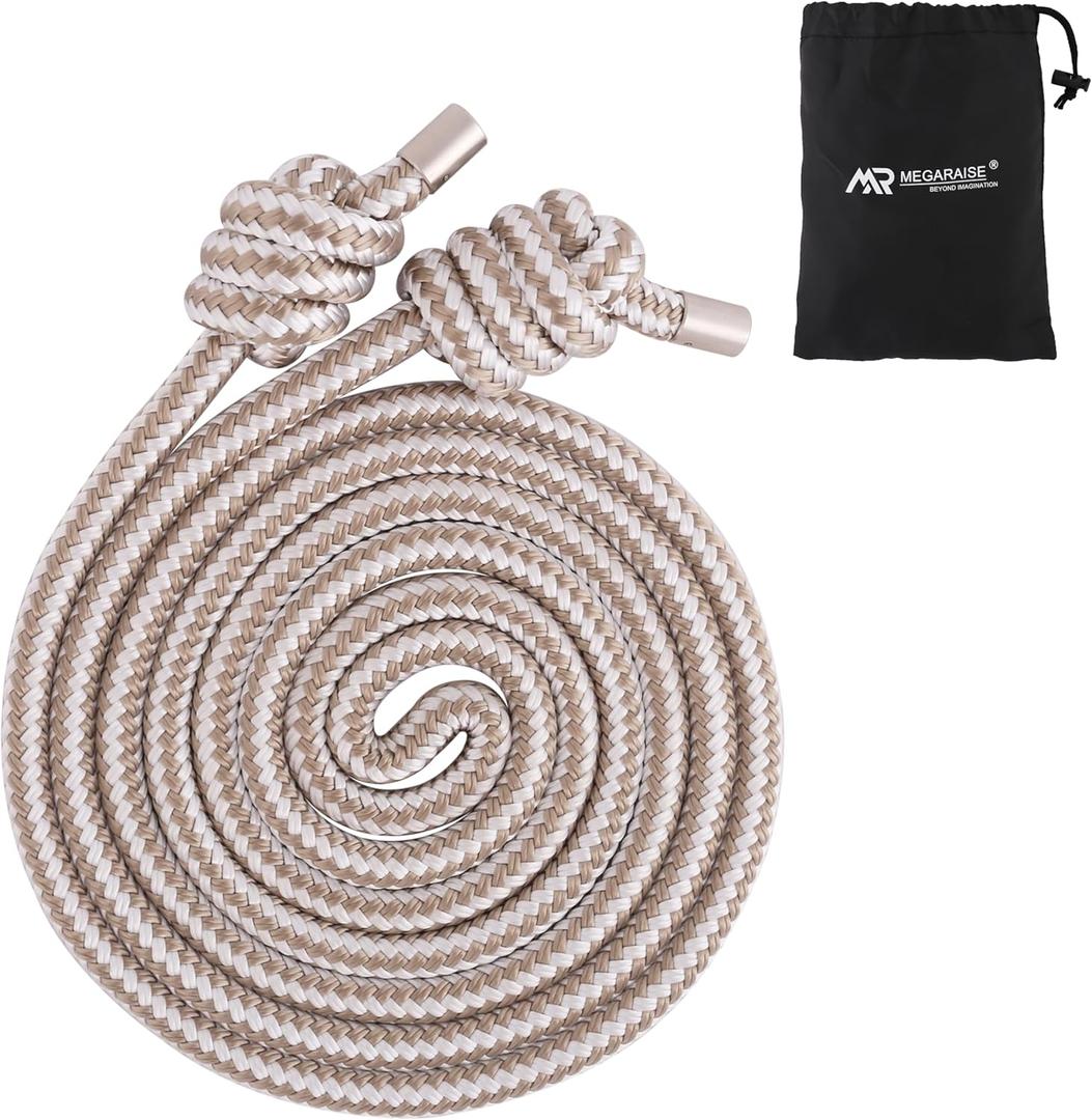 Flow Rope Weighted Fitness Jump Rope for Women Men Workout, Adjustable 1/1.44lb Heavy Rope for Adult Exercise, Mobility & Coordination Training at Home Gym & Outdoors (0.47 in / 1 lb, Gold White Braid)