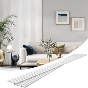 ROOMTEC 8 Pack Slat Wall Panels, WPC Soundproof 3D Wall Panel for Interior Wall Decor, 108 x 6 in (108 in-White)