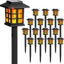GIGALUMI Solar Lights for Outside,16 Pack Flickering Flame LED Solar Outdoor Lights, Waterproof Garden Light Maintain 10 Hours of Lighting for Christmas, Garden, Landscape, Path, Yard, Patio