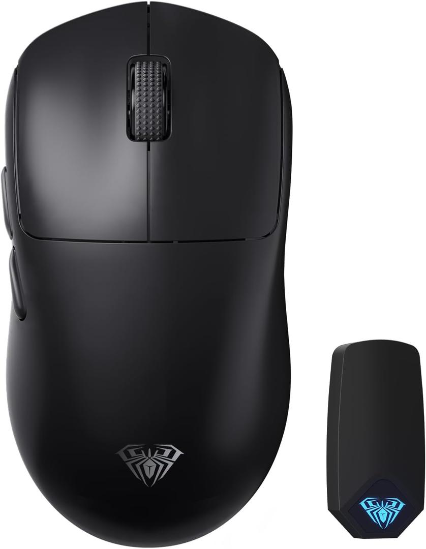 AULA SC800 Wireless Gaming Mouse, Adjustable 26000 DPI, 37g Ultra-Lightweight Mouse, PAW3395 Sensor, 8KHz Polling Rate, Programmable Buttons, Tri-Mode BT5.0/2.4G/USB-C Rechargeable Mouse Gamer(Black)