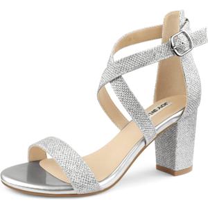 JOY IN LOVE Women's Chunky Block Heels 3 Inch Ankle Strap Low Heel Sandals (8)