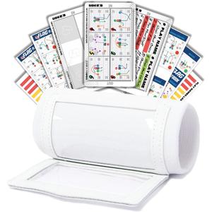 1NMORE Football Wristbands with Playbook System,Wrist Coach for Youth,5on5 Flag Football Wrist Bands with 43 Plays Stickers & 3 PVC Cards (White)