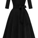 Meetjen Women's Vintage Tea Dress Fall Fit and Flare 3/4 Sleeve Elegant Cocktail Party Formal Church Dresses 2025 XL