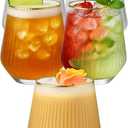 40 count origami ripple Unbreakable Stemless Plastic Wine Champagne Whiskey Glasses Elegant Durable Disposable Indoor Outdoor Ideal for Home, Office, Bars, Wedding, Ribbed 14 Ounce Cups (40, Gold Rim)