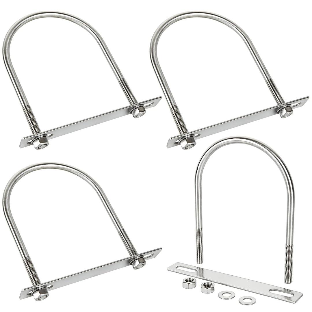 4Pack Square U-Bolts 4-1/2"(115mm) Inner Width, 304 Stainless Steel U Bolts M10 with Washers & Nuts for Replacement Parts and Accessories for Ski Boat, Fishing Boat or Sailboat Trailer
