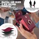 for Samsung Galaxy Z Flip 6 Case, Flip 6 Phone Case with Card Holder and 360 Ring Stand, PU Leather Wallet Case with Crossbody and Wrist Strap, Wine Red
