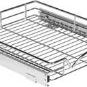 HOLDN STORAGE Pull Out Cabinet Organizer - Heavy Duty Steel with Smooth Slide-Out Drawers, Chrome Finish - 14" W x 17" D Basket, Fits 15.25" Cabinet Opening
