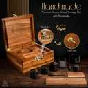 Premium Smell Proof Storage Box with Combination Lock Handcrafted Brown Acacia Wood Storage Organizer Set with Airtight Seal, 3 Jars, Tray, Tube & Accessories Large Decorative Gift Box