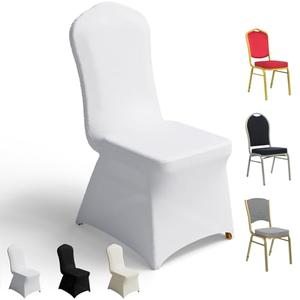 Zdada 21 PCS Banquet Chair Covers for Wedding Universal Polyester Spandex Chair Cover Stretch Slipcovers for Party Dining Flat-Front Chair (White)