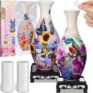 2 Set 3D Puzzle Vase 3D Puzzle Flower Vase Crafted from 160 Curved Plastic Pieces DIY Housewarming Gift for Flower Arrangements and Home Decoration