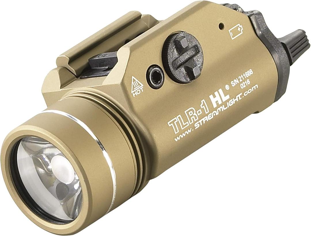 Streamlight 69266 TLR-1 HL 1000-Lumen 20000-Candela Rail-Mounted Tactical Weapon Light with Specific Compatibility Rail Locating Keys, Flat Dark Earth