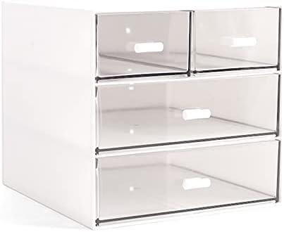 Marknor Makeup Organizer, Desk Organizer with 4 Drawers, Sundries Storage，Vanity Organizer, Cosmetic Storage Organizer, Desk Storage Box, Bathroom Counter or Dresser, White QBH-4CT-1