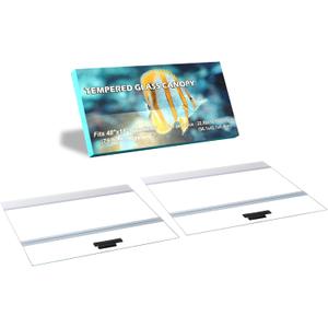 2PCS Set Clear Tempered Glass Canopy,75/90/110 Gallon Aquarium Fish Tank Hoods for Aqueon (22.08x16.57x 0.16in Each Piece)