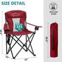 2 Pack Camping Chairs Outdoor Portable Folding Chair with Mesh Back, Red | Heavy Duty 400lbs Capacity Comfortable Breathable High Back with Storage Bag, Cup Holder for Adults Fishing, Beach, Lawn