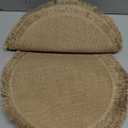 Thanksgiving Placemats Set of 8 Decorations, Burlap Round Place Mats Table Decor - Boho Natural Jute with Fringe Table Mats for Thanksgiving Party, Rustic Farmhouse Table Indoor & Outdoor