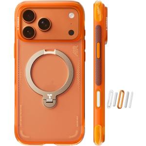 TORRAS Ostand Q3 Air for iPhone 17 Pro Max Case with 360 Magnetic Stand, Fit for MagSafe, Mil-Grade Drop Tested, Camera Control Button, Shockproof Phone Case for iPhone 17 Pro Max 6.9", Horizon Orange