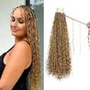 Boho Crochet Braids Pure Protein Fiber Close to Human Hair 18 Inch Goddess Box Braids with Soft Curls Bohemian Braids Crochet Hair for Black Women (18Inch,#27)
