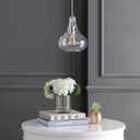 JONATHAN Y 9" Chrome 1-Light Metal and Glass Schoolhouse Pendant Light, Adjustable Height Twirled Teardrop Silhouette for Kitchen Island, UL Listed, LED Bulb Included JYL3519A