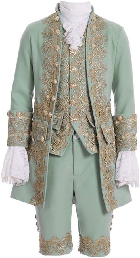 1791's lady Men's Victorian Fancy Outfit 18th Century Regency Tailcoat Vest Halloween Costume (Green, L)