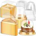 Baderke 60 Pack Cake Slice Containers with Clear Lids Round Square Triangle Cupcake Slice Containers Plastic Disposable Cheese Cake Boxes Individual Cake Pie Slice Boxes for Small Pies Snack Dessert