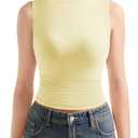 SUUKSESS Women Double Lined Going Out Basic Tank Tops Ruched Summer T Shirts M