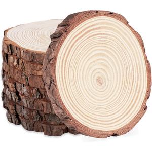 ilauke 8Pcs 8-9inch Wood Slices for Centerpieces, Unfinished Natural Wood Slices Rustic Wood Circles, Wooden Centerpieces for Tables/Wedding/DIY Crafts/Painting/Burning