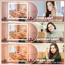 FENNIO 23" x 18" Vanity Mirror with Lights，LED Makeup Mirror，Hollywood Mirror with 3 Color Modes & Adjustable Brightness，Vanity Mirror Pink