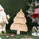 Gadpiparty Christmas Tree Bamboo Serving Tray 12 Inch Holiday Snack Platter Wooden Christmas Candy Dish for Family and Office Party Seasonal Table Decor