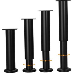 7.09-11.81 Inch Metal Adjustable Furniture Couch Legs Set of 4, Thickened Black Furniture Feet Dresser Cabinet Sofa Legs Bed Support Legs Hardware Replacement