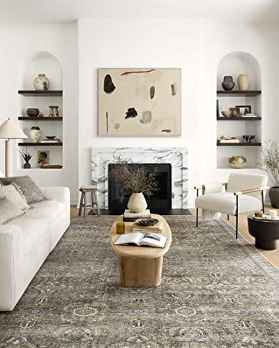 Loloi Layla Collection 5x7Ft Thick Area Rug, Soft, Durable, Vintage Inspired, Distressed, Low Pile, Non-Shedding, Easy Clean, Printed, Living Room Rug