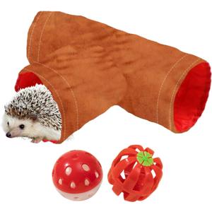 1pcs Hedgehog Hideout Tunnels with 2pcs Bell Ball Toys, Hedgehog Tunnel with Toys for Hedgehogs, Small Animal Tunnels Tubes Toy for Rat Hamster Guinea Pig Bunny, Hedgehogs Accessories (Brown Tunnel) 1pcs Hedgehog Hideout Tunnels with 2pcs Bell Ball Toys, Hedgehog Tunnel with Toys for Hedgehogs, Small Animal Tunnels Tubes Toy for Rat Hamster Guinea Pig Bunny, Hedgehogs Accessories (Brown Tunnel)