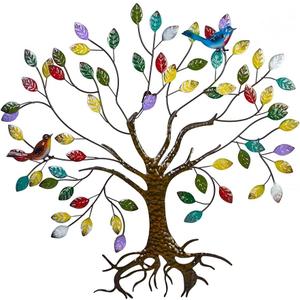 VEWOSTAR Metal Wall Art for Living Room Home Decor Colorful Leaves Wall Sculpture Tree of Life Handcrafted Wall Decor Hangings for Outdoor Indoor(25.5" W * 24.8" H)