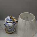 JONATHAN Y 22" Blue/White Ceramic Table Lamp, French Country Chinoiserie Ginger Jar LED Bedside Lamp for Living Room Bedroom, White Linen Shade, JYL3005A