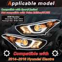TODO Headlight Assembly Compatible with 2014-2016 Hyundai Elantra Sport/Limited, LED DRL Halogen Headlamp Pair, Replacement 92101-3Y510 92102-3Y510
