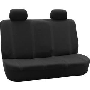 FH Group Car Seat Covers Rear Set Cloth - Car Seat Covers with Removable Headrest,Universal Fit,Automotive SeatCovers,Washable Car SeatCover for SUV,Sedan,Van Black